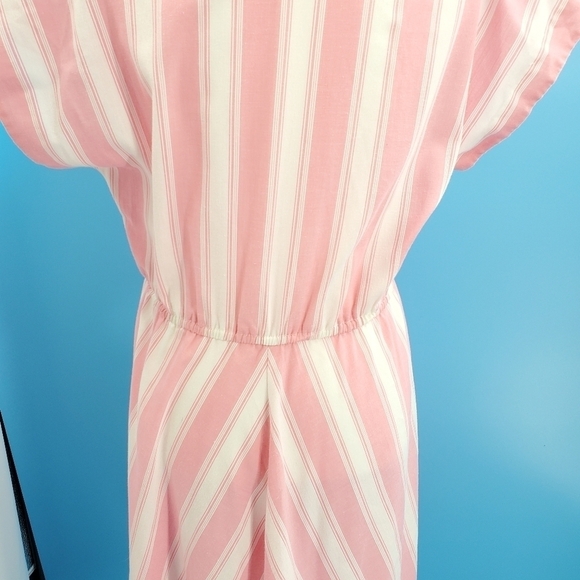 Vintage Rhodes Collection pink and white candy-striped day dress early 80s style - Picture 7 of 13